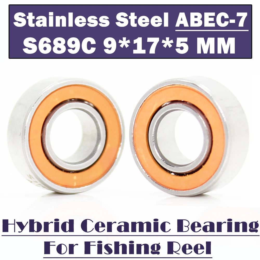 SMR689 2OS Bearing 9*17*5 mm CB ABEC-7 ( 2 PCS ) Stainless Steel Hybrid Ceramic Bearing Ocean Fishing Ball Bearings SMR689C