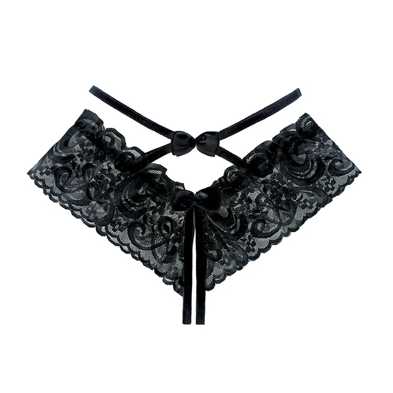 Erotic Sexy Crotchless Lace Panties for Sex Embroidery Underwear Women Pole Dance Sexy Lingerie Transparent Open Crotch Thong