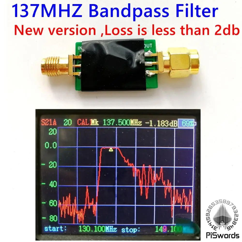 High Pass 137MHZ Band PASS Filter 130MHZ-145 MHz Special for weather meteorological satellite bandpass piswords