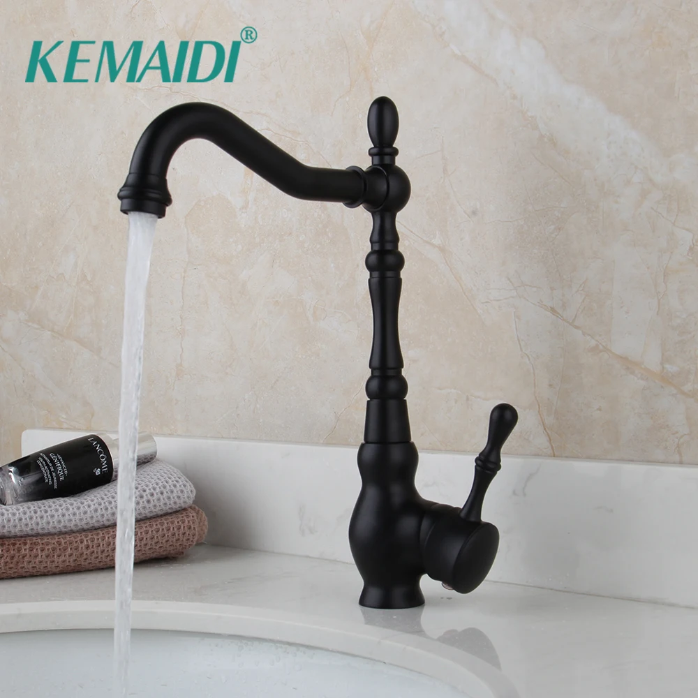 

KEMAIDI Kitchen Faucet Basin Faucet Kitchen Water Faucets Basin Mixer Tap Faucet Solid Brass Matte Black Bathroom Deck Mounted
