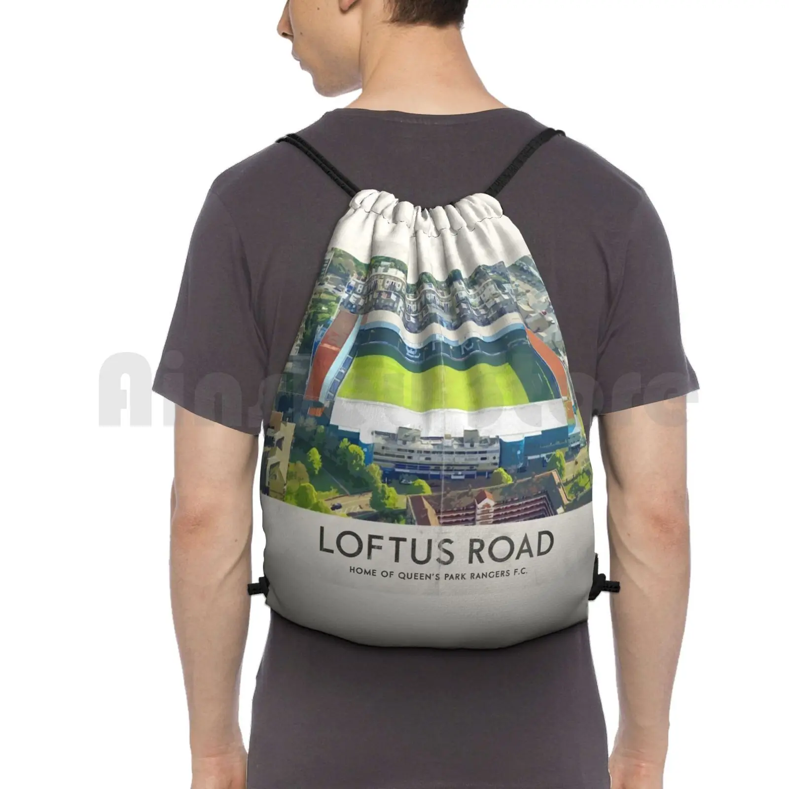 Vintage Football Grounds-Loftus Road ( ) Backpack Drawstring Bag Riding Climbing Gym Bag Football Soccer