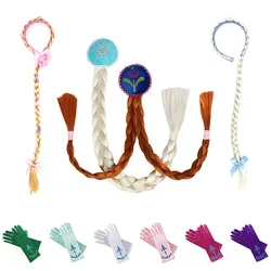 Child Wig Braids Baby Girls Cosplay Show Dress Up Hair Accessories Anna Princess Style Braid Hair Clip Headband Elsa Hairpin