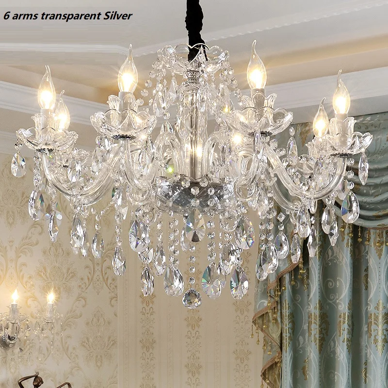 Modern Clear Crystal Chandelier Lighting Decora K9 Crystal Chandeliers Hanging Lights Fixture Wedding Decoration Pendant Lamp