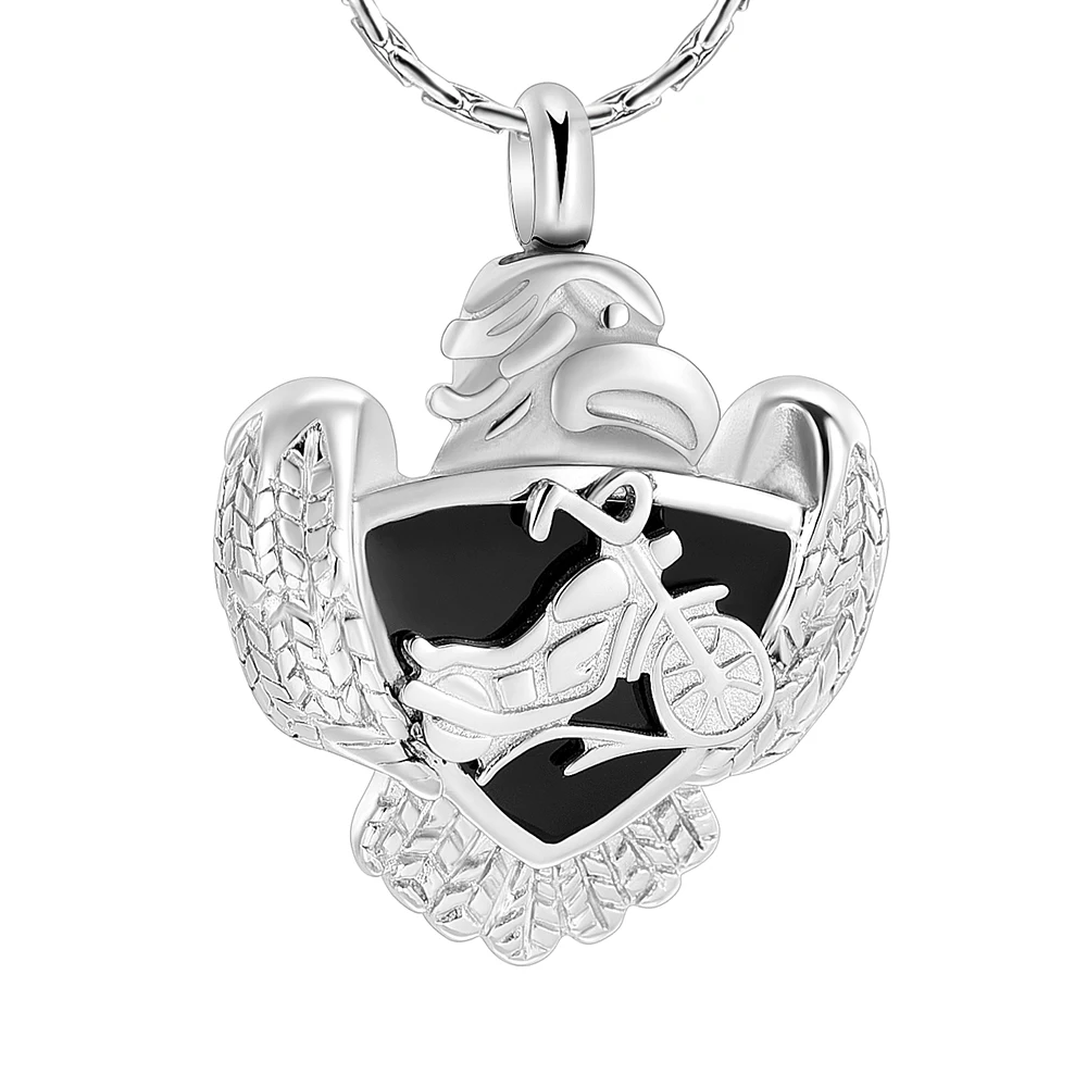 Cremation Jewelry for Ashes Motorcycle Eagle Deisgn Stainless Steel Pendant Memorial Urn Necklace Ashes Holder Keepsake