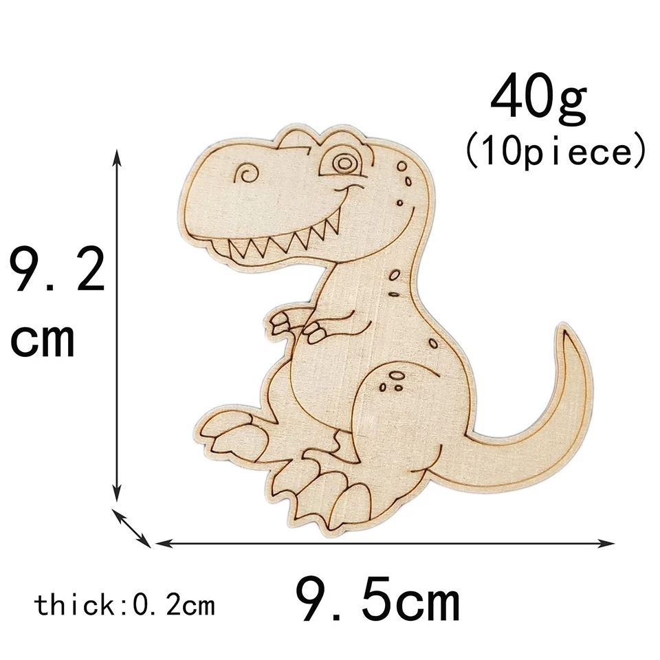 10pcs Wooden Dinosaur Crafts DIY Painting Wooden Ornaments For Kids Dinosaur Birthday Party Decorations Children\'s Day Gift