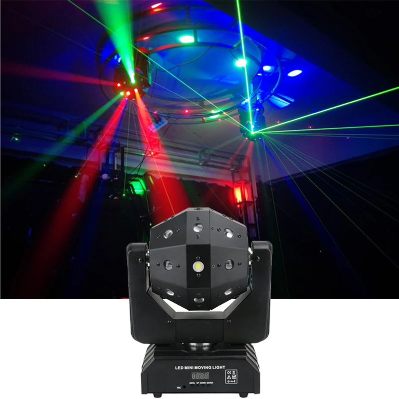 

3 IN 1 Led Laser Flash Moving Head Light Unlimited Rotate Dj Laser Disco Led Strobe Good Effect Use For Party KTV Night Club Bar