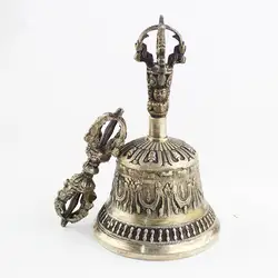 TBC913 Tibetan Buddhist Handicraft Singing Bell with Dorje Vajra Yoga Meditation Music Instrument 5'' 6''