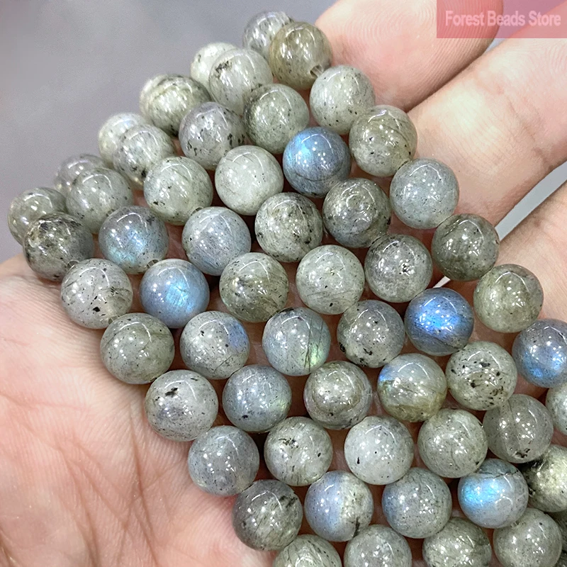 Gray Labradorite Beads Natural Stone Round Loose Beads For DIY Making Bracelet Necklace Jewelry Charm 15'' Inch 4/6/8/10/12mm view 2