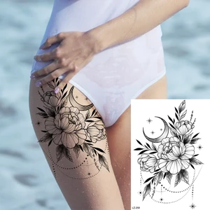 3d schwarzrosa Blume Mandala Panger Temporäre Tattoos für Frauen Erwachsener Lotus Pensel 10 Hauptverkäufe Tattoo sexy Leiste - №9