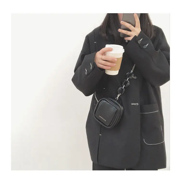 Women MINI Bag PU FLAP Korean Simple Chains Fashion Zipper Shoulder Bag Pures And Bags Crossbody Girls Bag Small Fresh