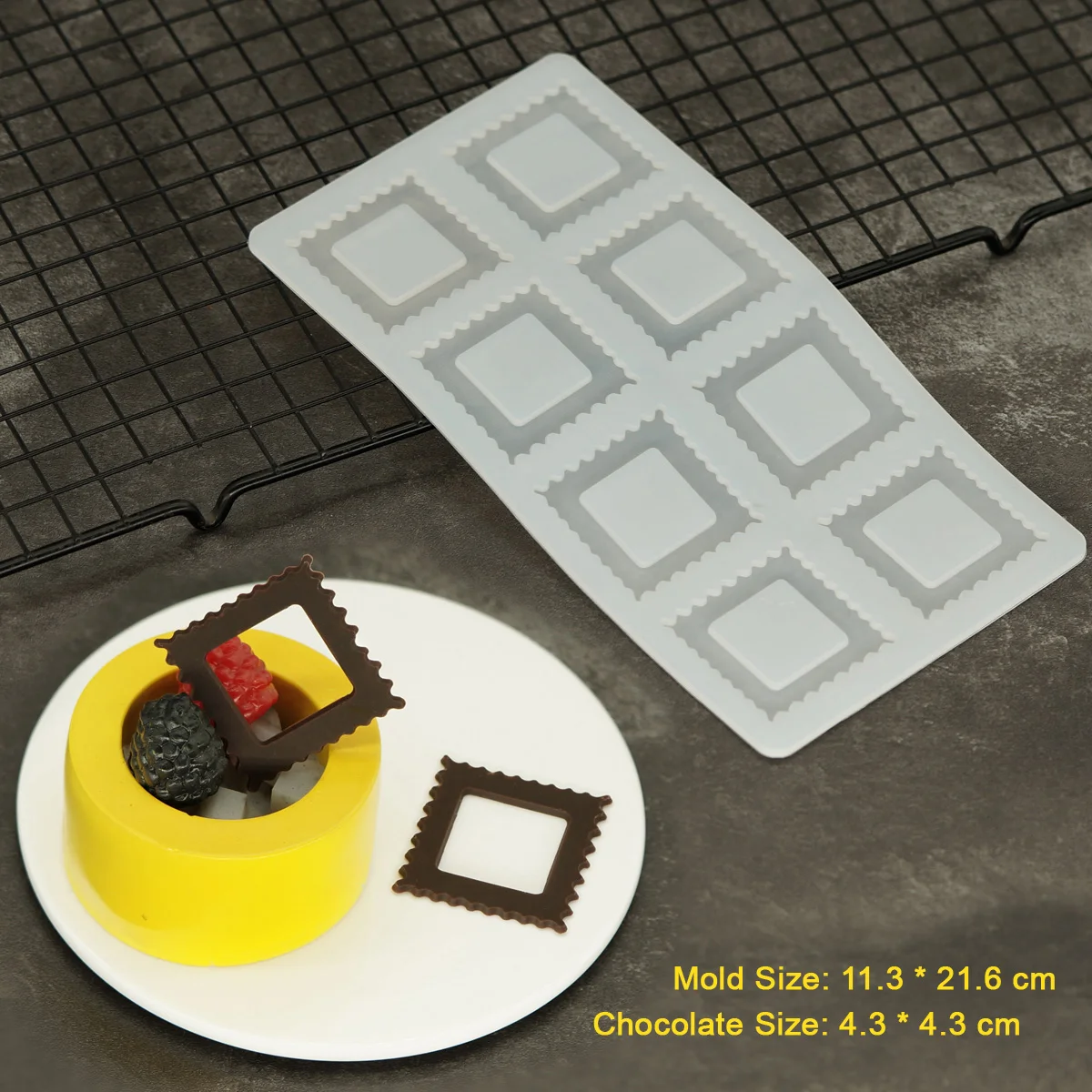 Square Shape Chocolate Mold Stencil DIY Nut Bark Cake Decorating Topper Hollow Out Frame Shaped For Sundae Parfait Ice Cream