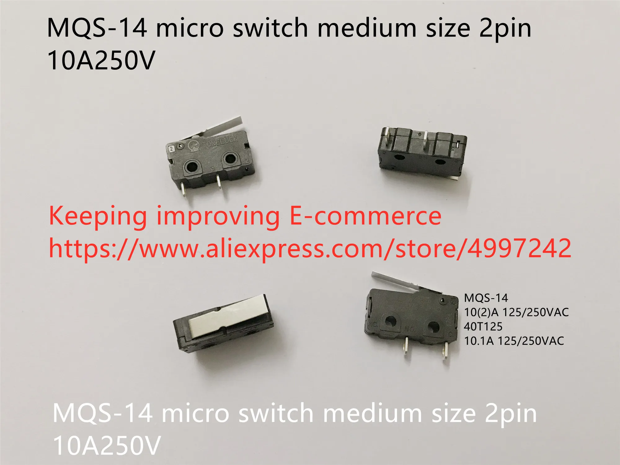 Original new 100% MQS-14 micro switch medium size 2pin 250V10A