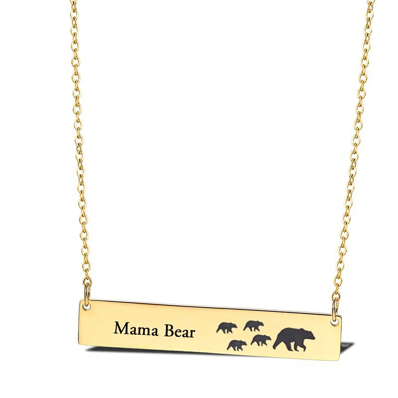 Mama Bear Stainless Steel Fashion Trend Pendant Necklace Jewelry Gift For Mother's Day