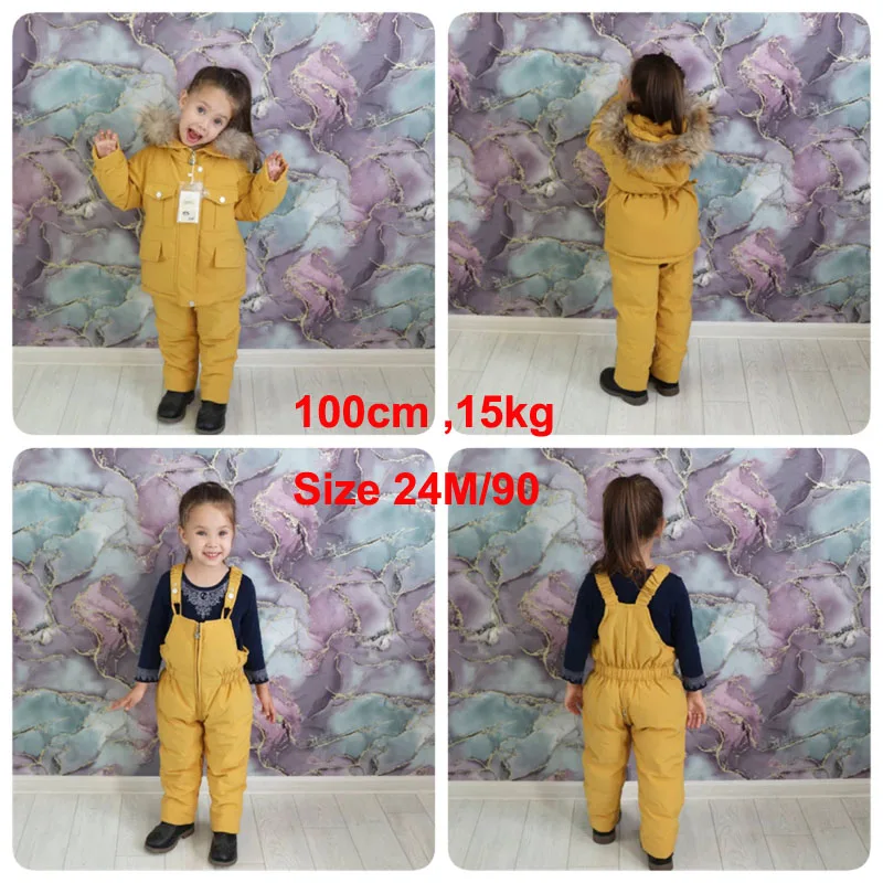 Russia Winter Children's Clothing Set Kids Snowsuit Boys Warm Coat Jackets Big Fur Collar Jumpsuit Gilrs Down Parka Overall