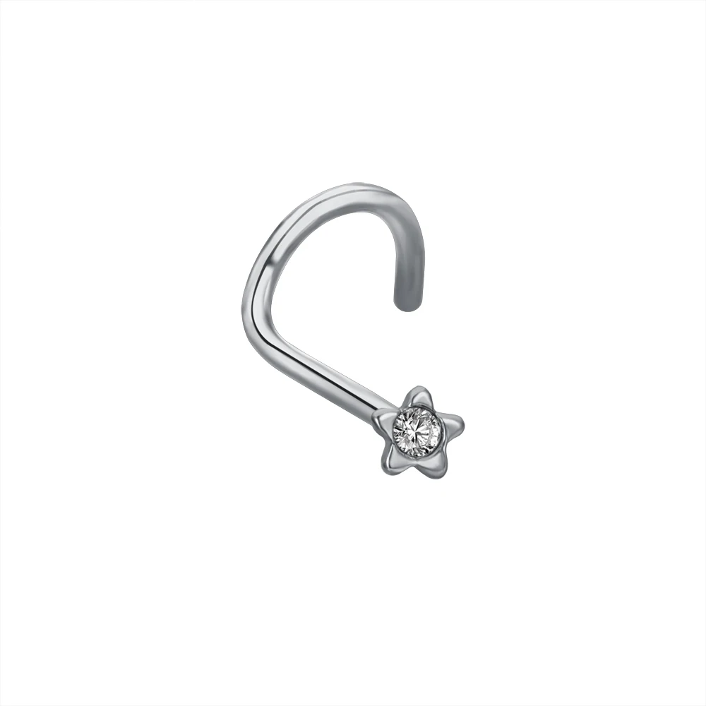Stainless Steel Moon Heart Skull Nose Stud
