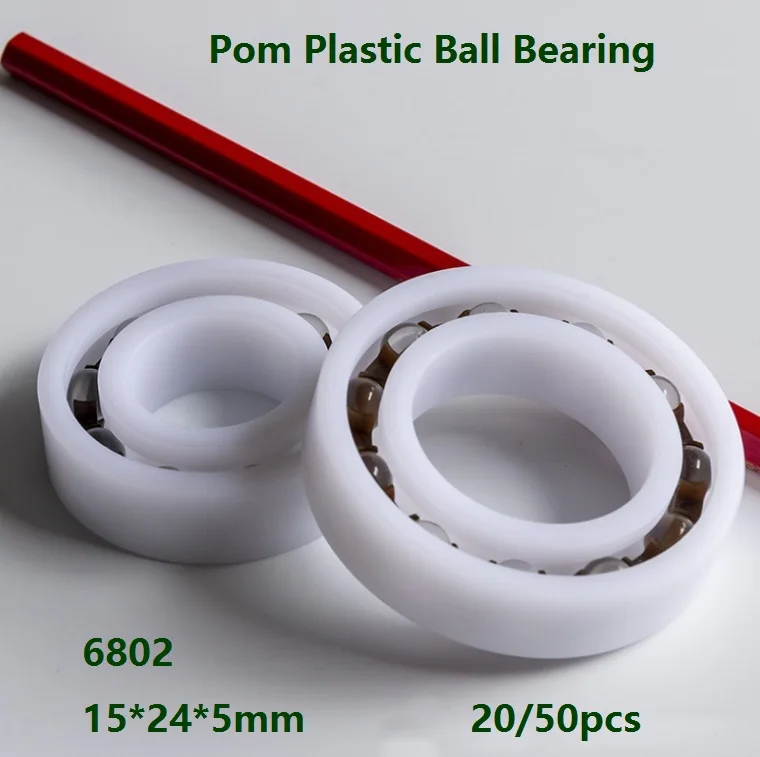 

20/50pcs POM 6802 15*24*5mm Pom Plastic Deep Groove Ball Bearing 15×24×5mm With Glass Balls Nylon Cage