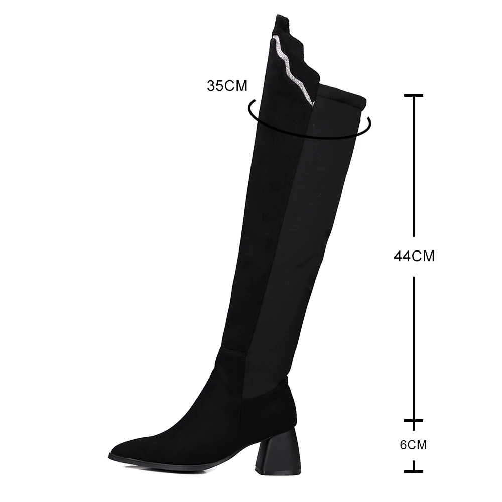 OverKnee Boots Women Faux Suede Thigh High Boots Platform Stretch Slim Sexy Female Women\'s Winter Stretch Boots 2024 Bottes