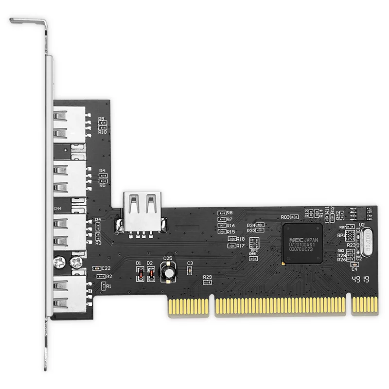 Плата расширения HAGOOGI PCI-USB 2,0, 5-портовый адаптер USB 2,0, 4 внешних порта s + 1 Внутренний порт Hub Nec720101