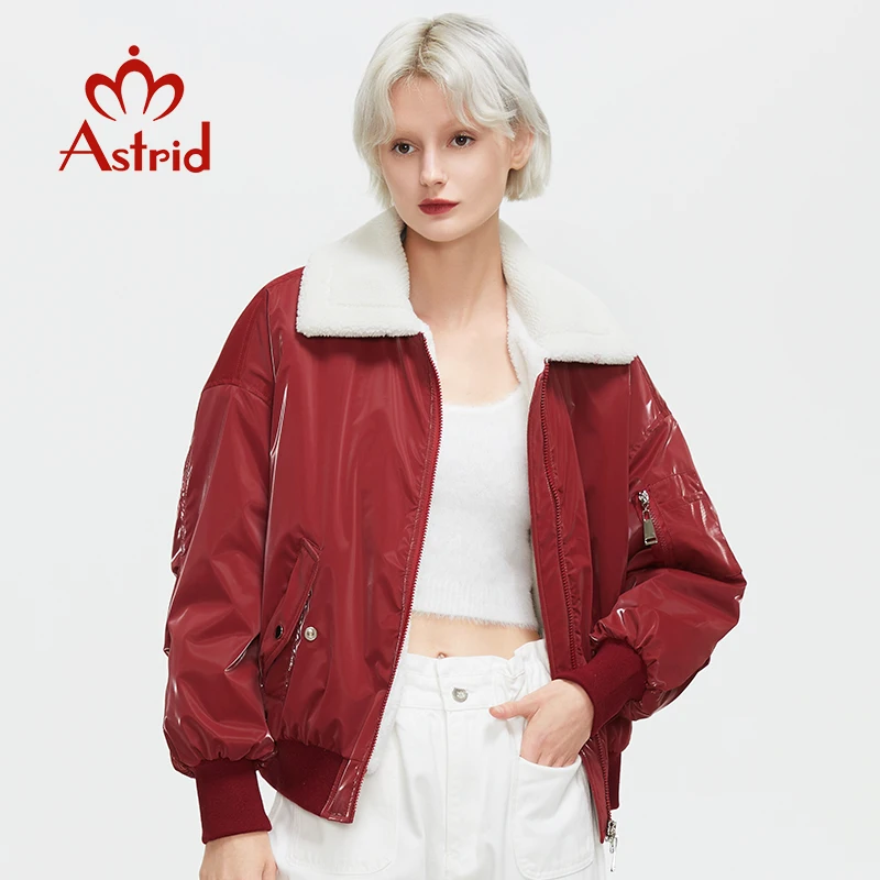 Aster D-chaqueta de piel para mujer, Abrigo acolchado rojo, parkas, moda, otoño e invierno, 2022