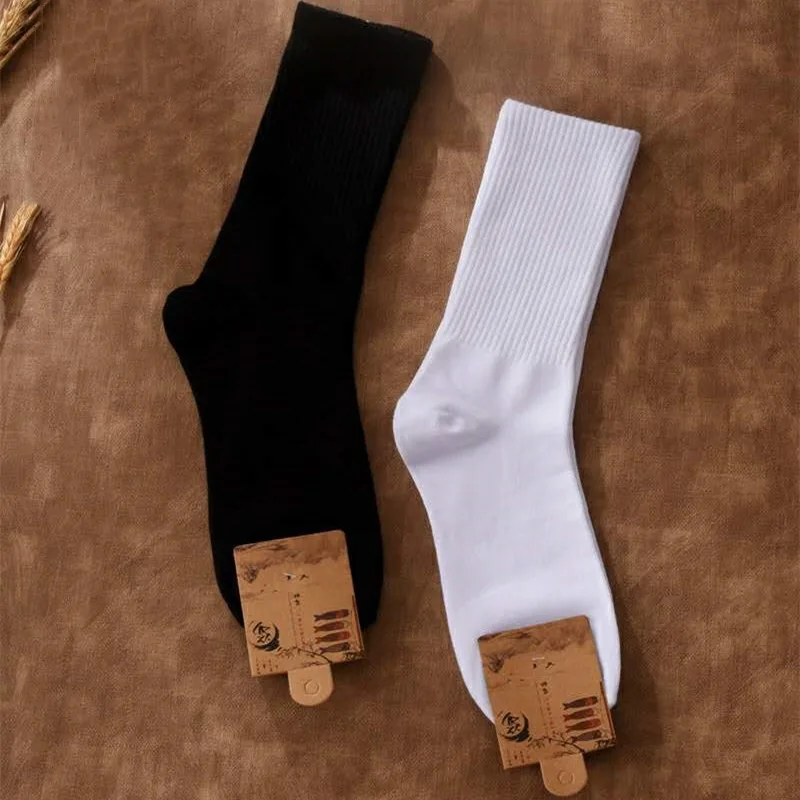 Men Socks Cotton Solid Color Harajuku High Tube Socks Business Mens Standard 1 Pair White Black Drop Ship Gifts for Man Soks