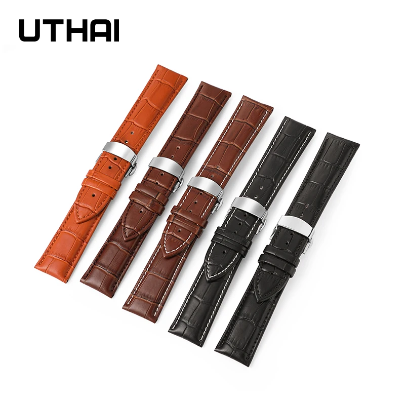 UTHAI Z09 Plus cinturini in vera pelle 12-24mm orologio universale cinturino con fibbia a farfalla cinturino con fibbia in acciaio cinturino 22mm