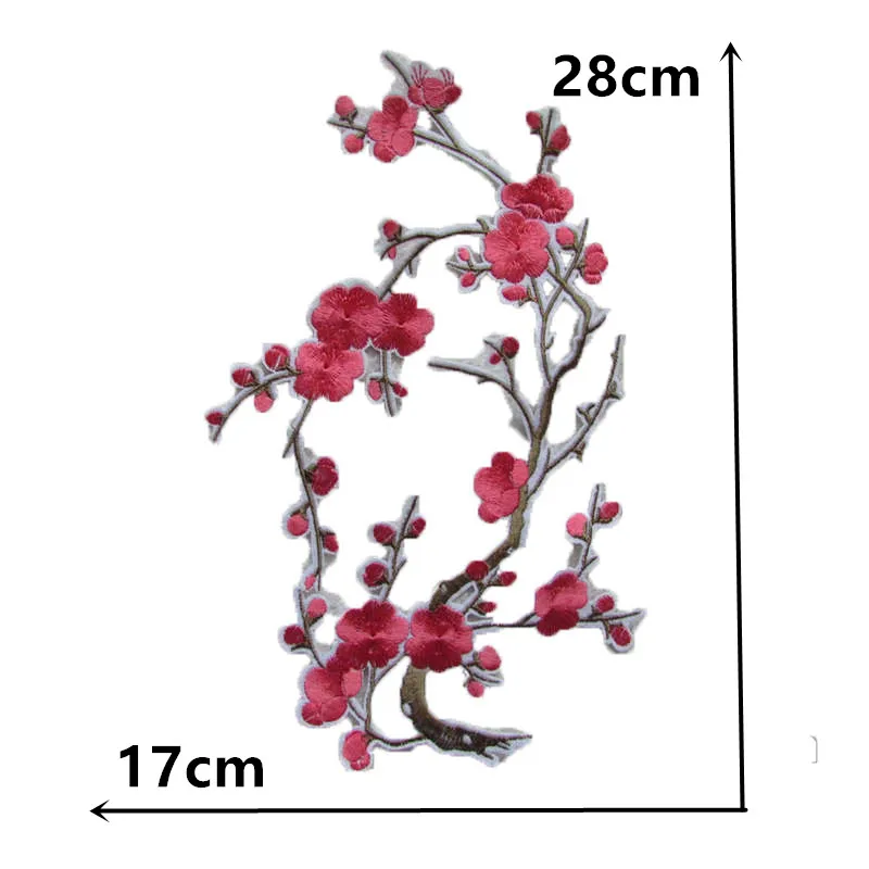 Fashion Style Plum Blossom Pattern Hot Melt Glue Patch Embroidery Clothes Ironing Applique Clothing Decoration DIY Accessories