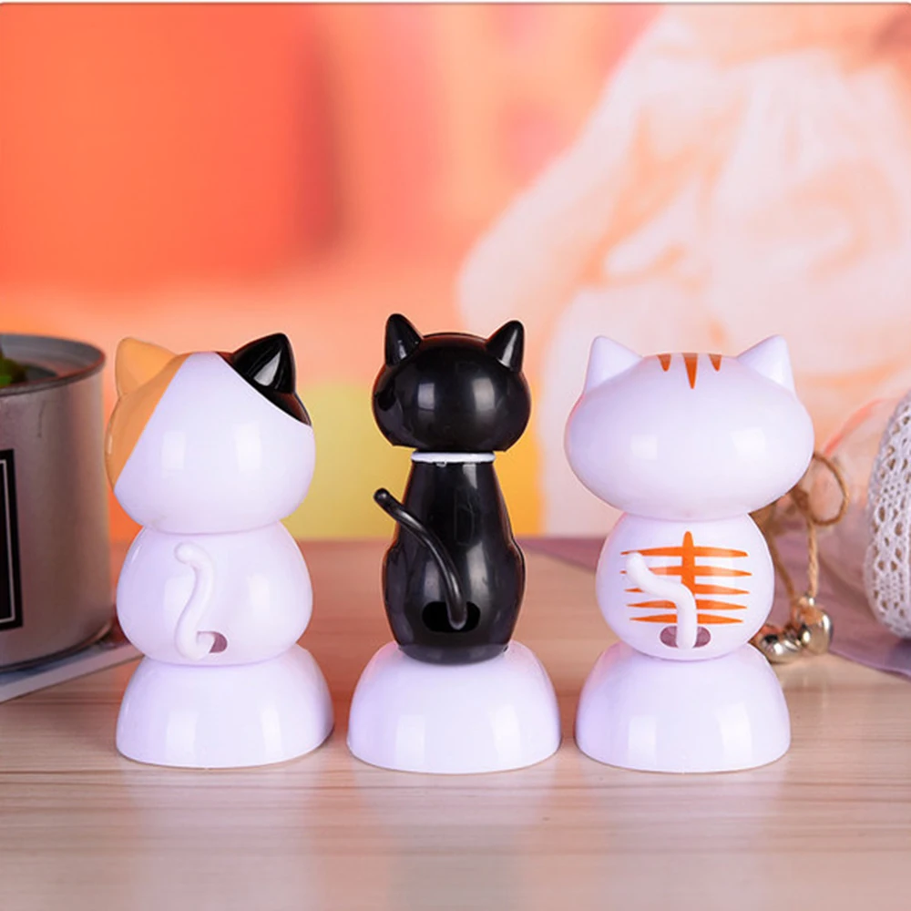 Figurine de panda hochant la tête à énergie solaire, ornement de tableau de bord mignon souriant en ABS, détection de lumière, - Maison