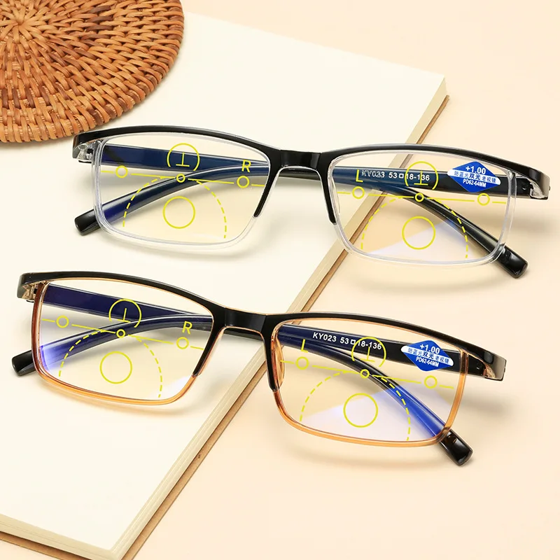 

Progressive Multifocus Anti Blue Light Reading Glasses Multifocal Readers Eyeglasses Can See Near Far Diopter +1.0 To +4.0