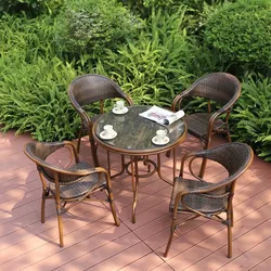 Mobilier d'extérieur en rotin, ensemble de bistrot, restaurant, salle à manger, chaise et table dans la maison, jardin d'arrière-cour, durable