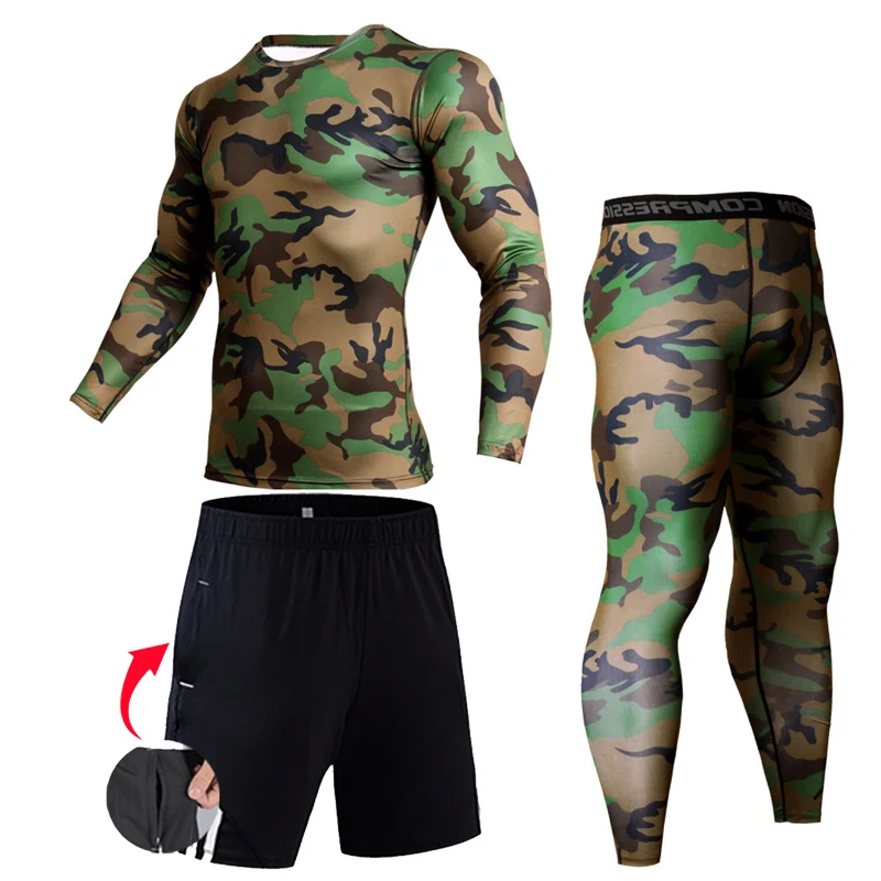 Running Shirt Men Compression Pants Track suit Leggings Sport Fitness workout set MMA rashgard male Quick dry Gym jogging suits