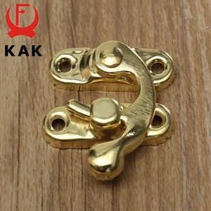 KAK-Antique Brass Padlock, Hasp Hook Hasp for Mini Jewelry, Wooden Box With Screws, Furniture Hardware, 34x28mm, 12Pcs 12 Main Sales Lock Brazil Old - №8