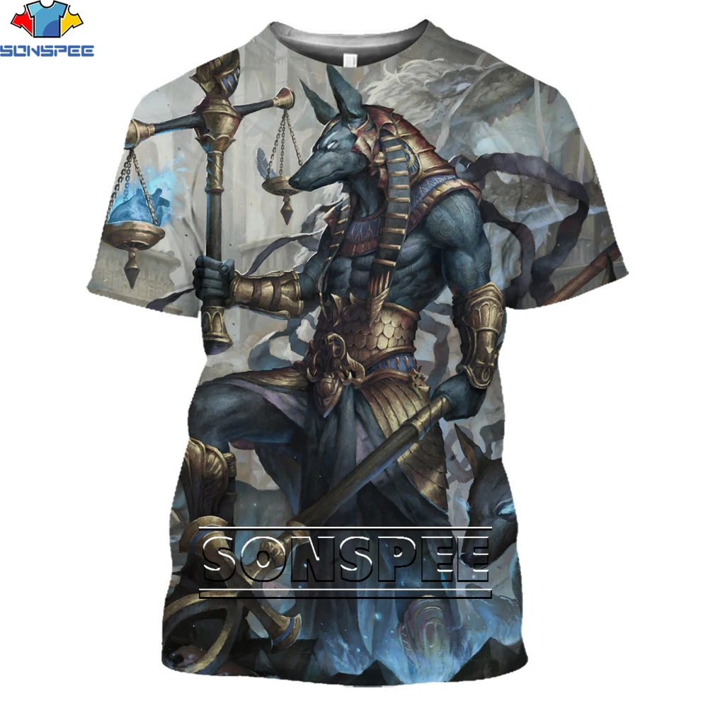 SONSPEE Ancient Egyptian Anubis God Myth Egypt Pharaoh Men T Shirts Casual Camouflage Overside 3D Print Eye of Horus Man Shirt