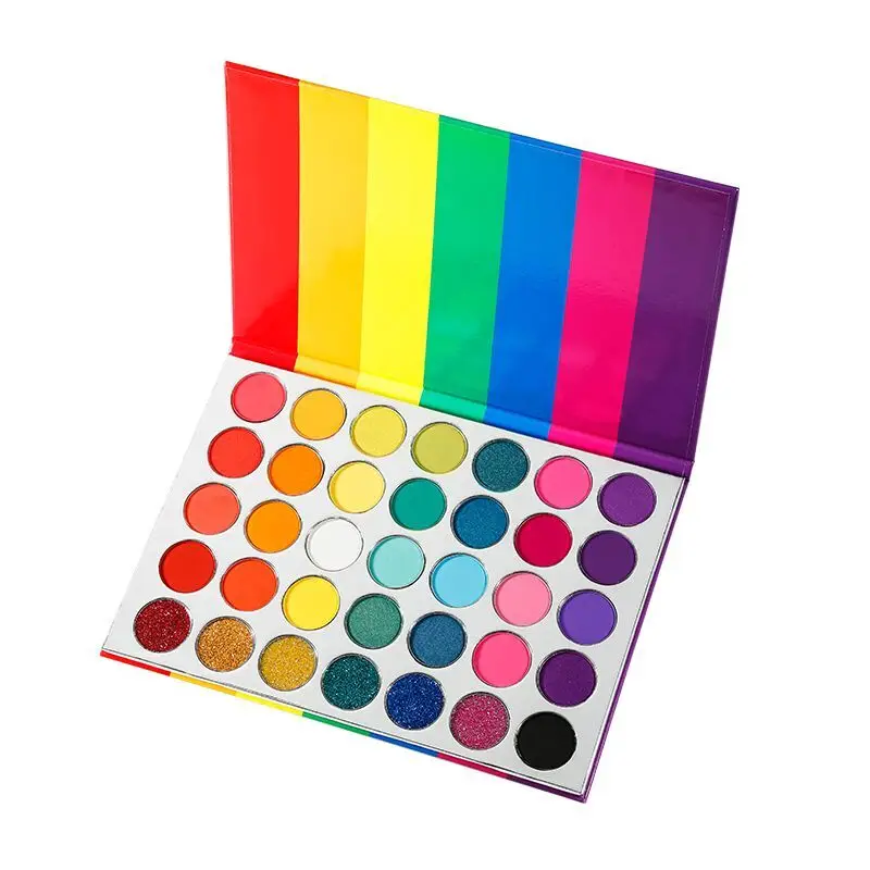 Wholesale Makeup Matte Glitter Eyeshadow Pallete Macaron Rainbow Bright Neon Pigment Eye Shadow Palette Private Label Cosmetics