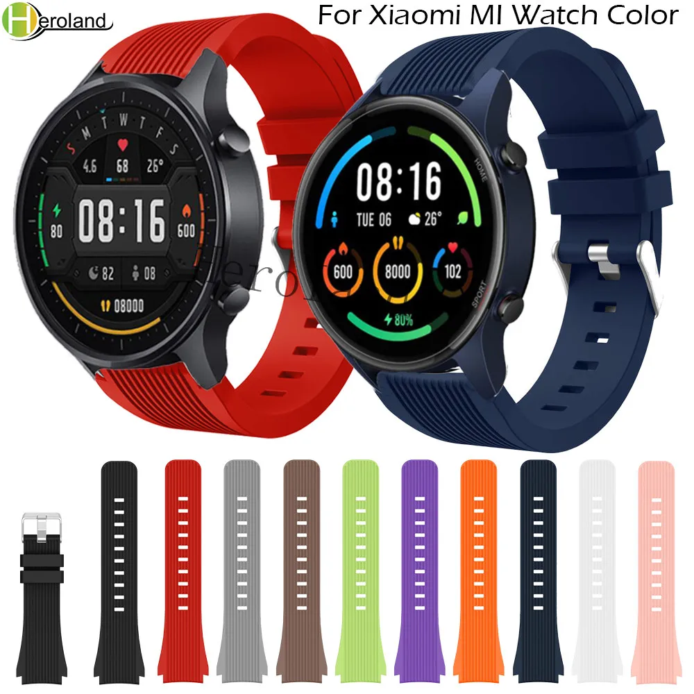 

HeroIand straps For Xiaomi MI Watch Color Sports WristBand 22mmm silicone SmartBand For Realme Watch S Bracelet ремешок wearable