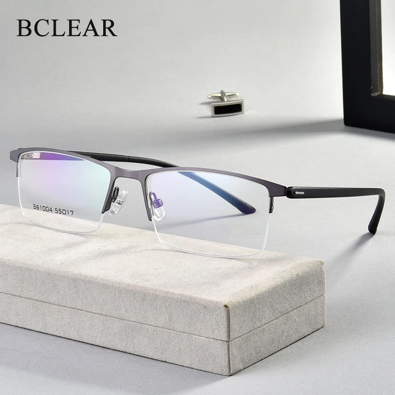 BCLEAR TR90 Myopia Half Glasses Men Ultra-light glasses Business Eyeglasses Flexible Spectacle Frame Eyeglasses Men Computer