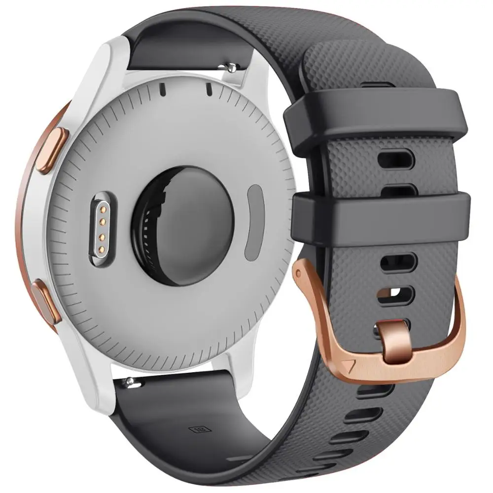 Pulseira de relógio garmin forerunner, pulseira de silicone com botão em ouro rosê, para relógio esportivo 245m/645/vivoactive 3/3s/escapamento 2s