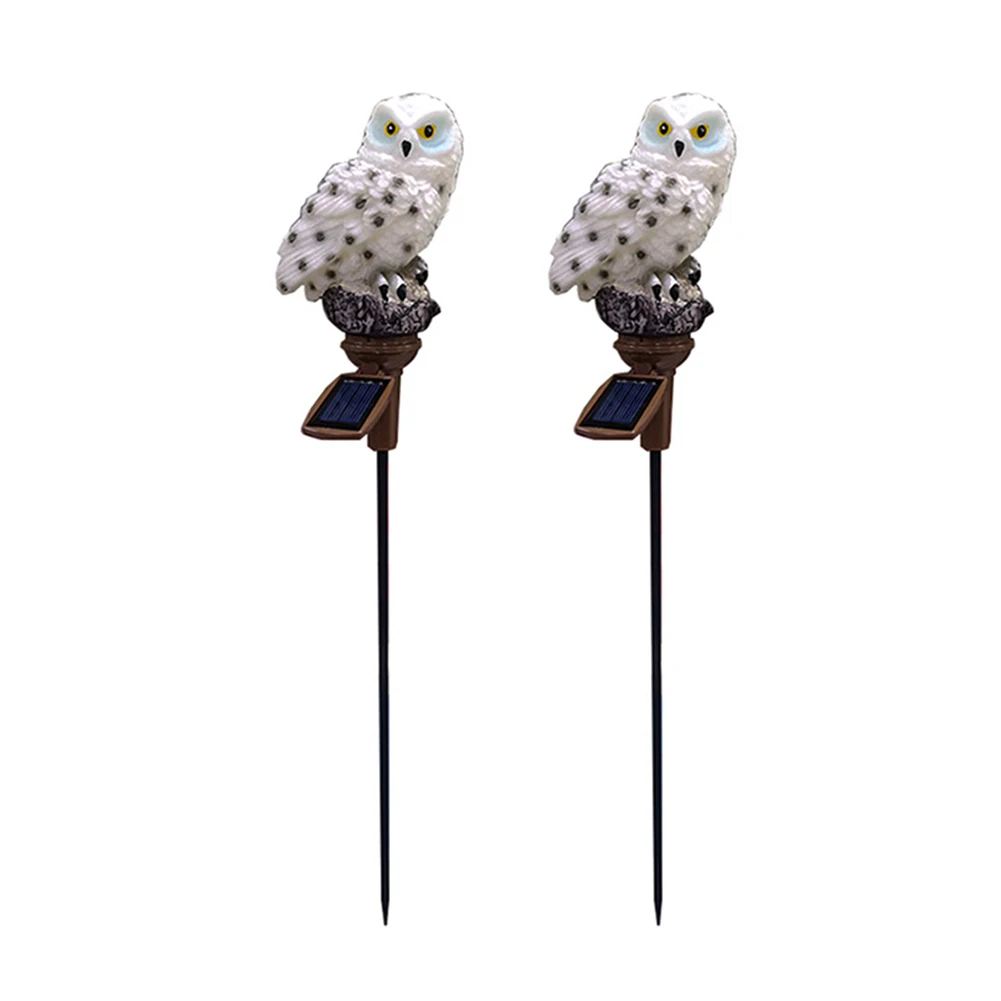 2pcs LED Solar Porch Light Simulation Owl Lamp Outdoor Waterproof Garden Lawn Stakes Light for Home Courtyard Decoration