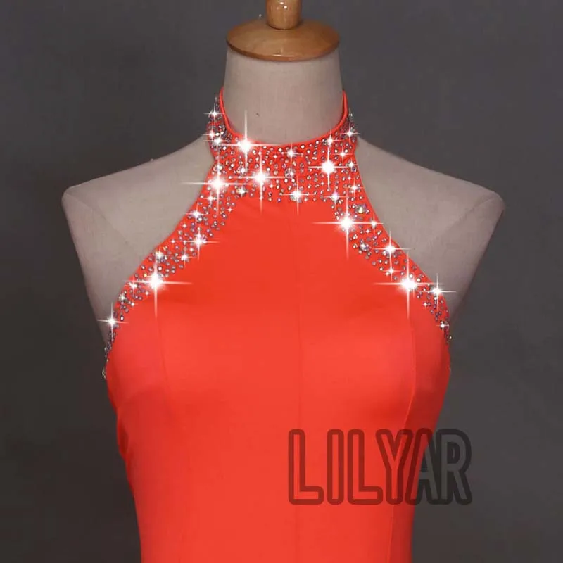 Ballroom Dance Standard Skirt Competition Costumes Performing Dress Customize New Arrival Adult Children Orange Slim