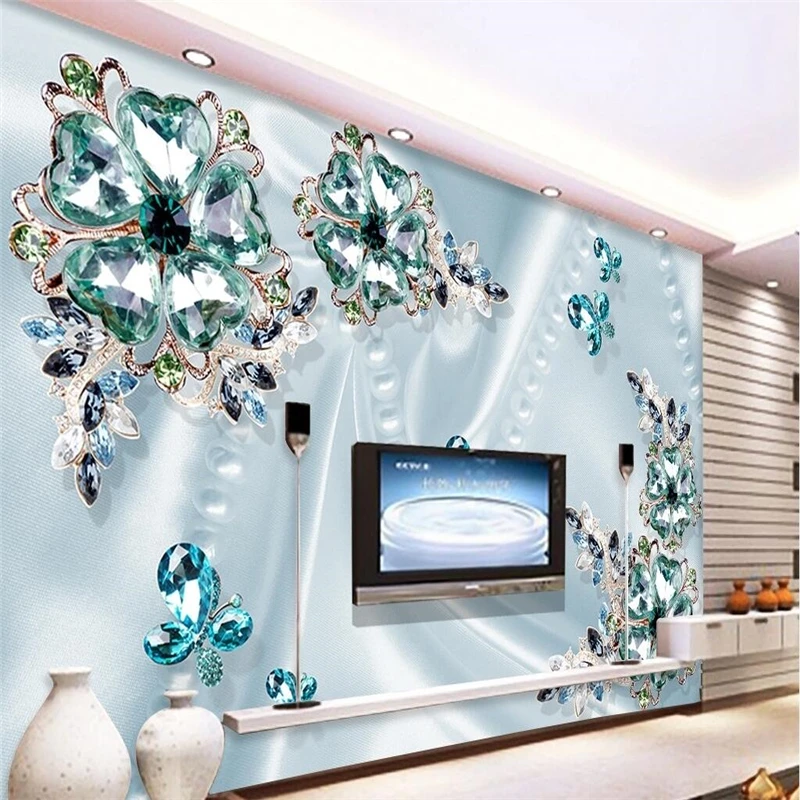 

wellyu Custom large 3D mural noble gorgeous green crystal flower 3D TV wall Papelde Pared wallpaper wallpapers for living room