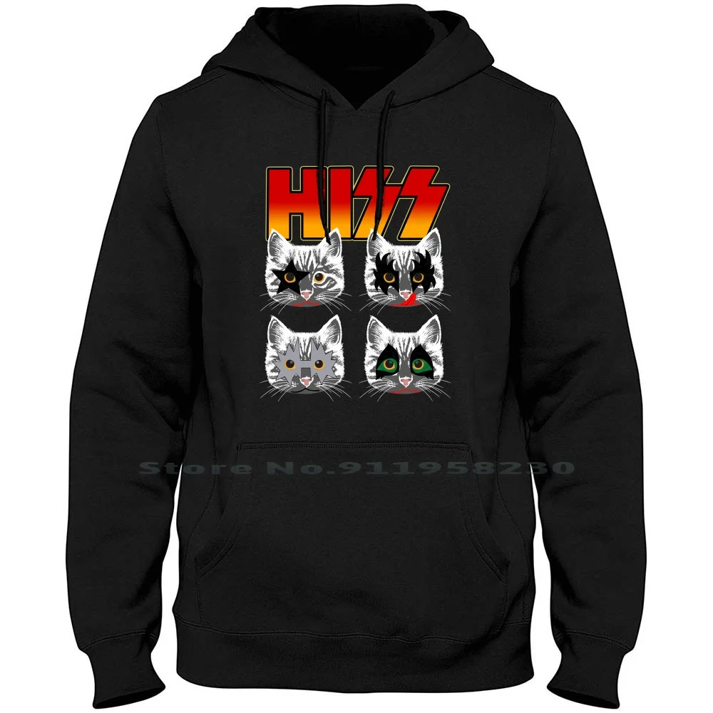 Hiss Funny Cats Kittens Rock Rockin T Shirt For Kid Adults Men Hoodie Sweater 6XL Big Size Cotton Kitten Ten Fun Ny Hi Funny