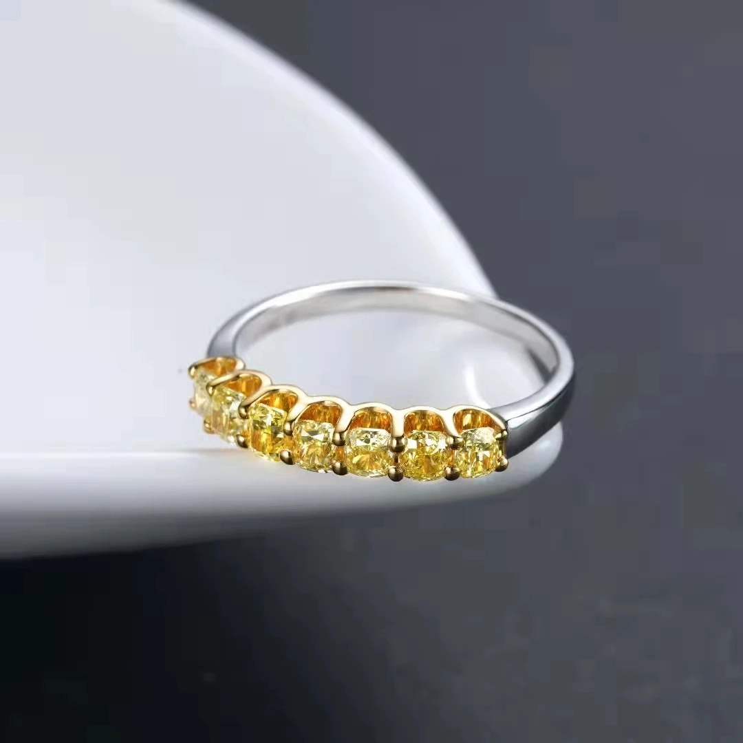 18k Gold Diamond Ring For Women Wedding Bands Natural Yellow 0.84 CT Diamond Round Cute Romantic Engagement Gift