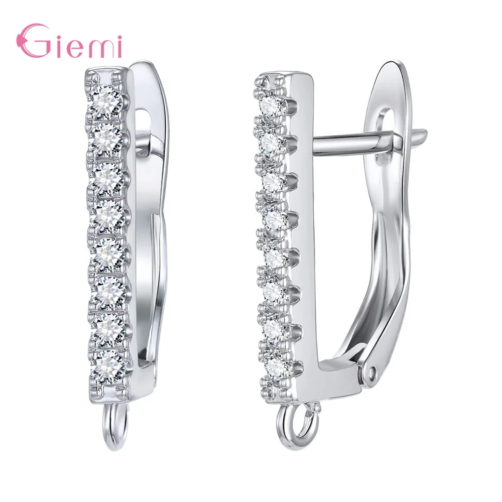 Personality 925 Sterling Silver Cubic Zircon Hoop Earrings Jewelry Accessories for DIY Jewelry Macking Gift Earring Brincos