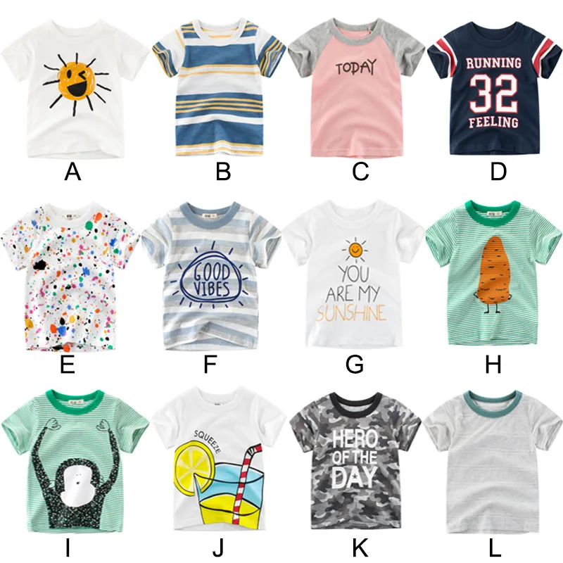 

Boys & Girls Unisex T-shirt Cartoon Monkey Sun Carrot Kids Striped Summer Tee Cotton Tops Baby Child Sport Clothing Toddler Wear