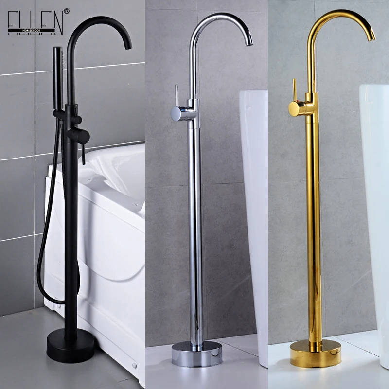 Antique Bronze Bath Tub  Floor Stand Bathtub Faucets Floor Standing Bath Mixer Bath Shower Faucet Hot and Cold Water ELS2004