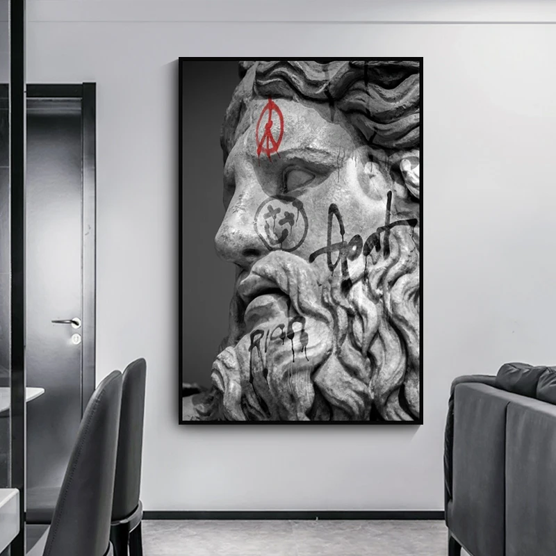 Greek Statue Plaster Sculpture Artwork David Art Canvas Print Painting Figure Wall Picture Living Room Home Decoration Poster