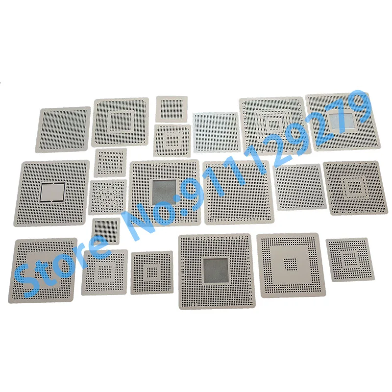 21pcs Heat Directly Rework BGA Reballing Stencils Template XBOX360 PS3 CPU GPU