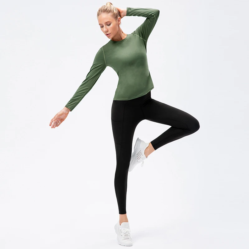 Women Long Sleeve Yoga Top Solid Quick Dry Fitness Sport Top Mesh Stitching Sportswear Outdoor Running Jogging Sport Shirt