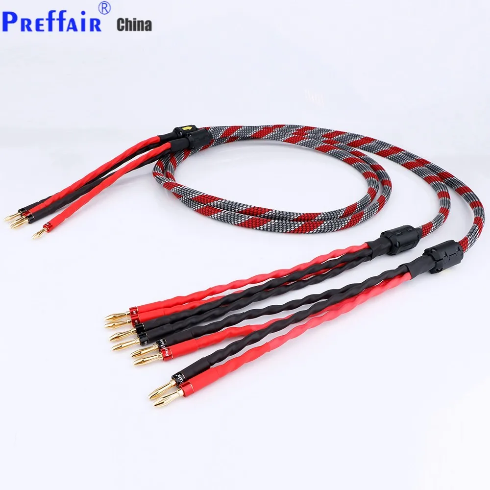 Preffai HI-End Western Electric Speaker Cable HIFI Audiophile Cable Banana To Banana Plug Biwire LoudSpeaker Wire Audio Line