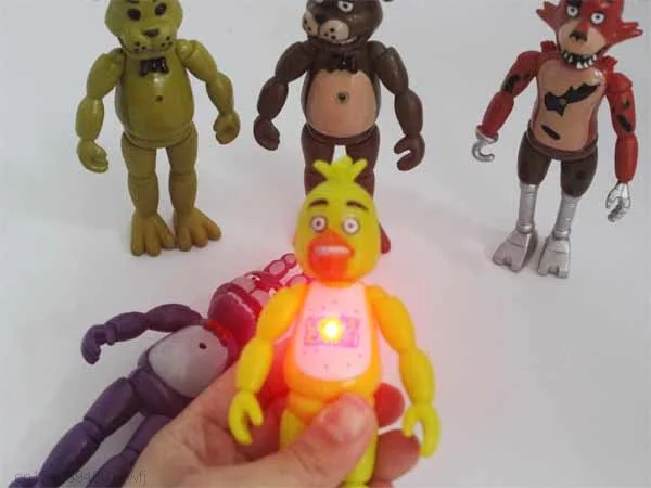 Hot Sales 5 Stks/partij Vijf Nachten Op Freddy 'S Met Verlichting Pvc Fnaf Actiefiguren Speelgoed Foxy Freddy Fazbear Beer pop Kinderen Geschenken