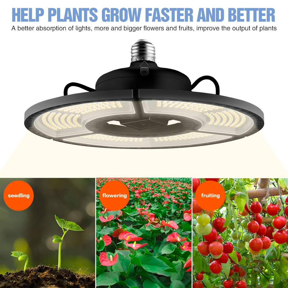 Luz LED impermeable para cultivo de plantas, lámpara de espectro completo, E27, 100W, 200W, 300W, 400W, E26